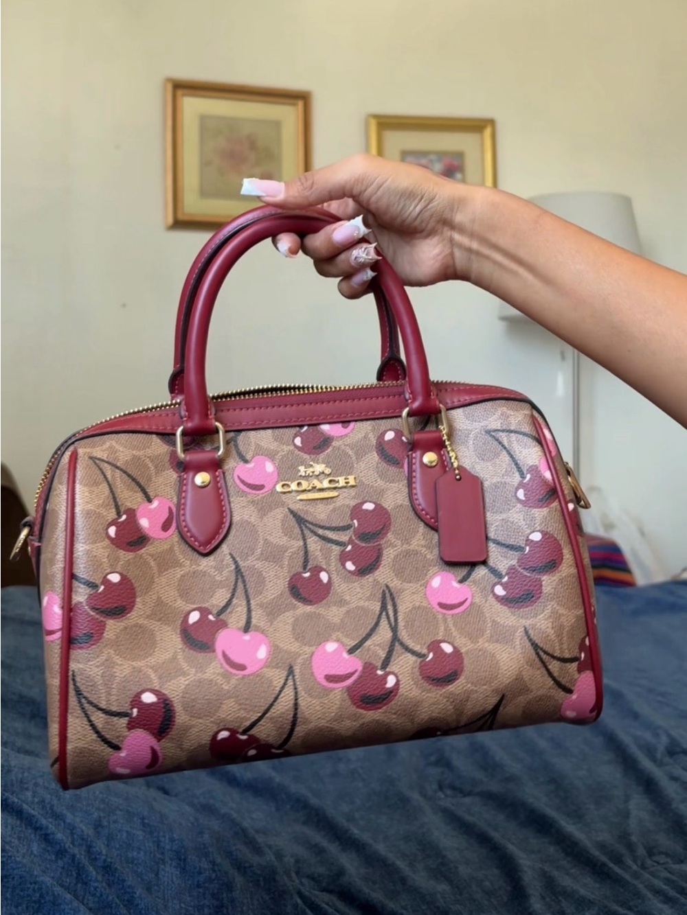 COACH Cherry Print Rowan Bag
